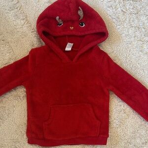 3T Carter's Red Fleece Reindeer Hoodie with Antler Design